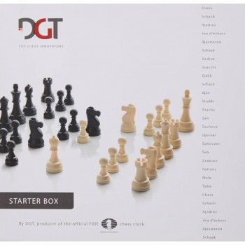 Kosmetinis defektas Šachmatų pradžiamokslio rinkinys (figūros, lenta ir laikmatis) DGT